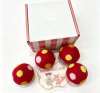 Ensemble de balles pour chat en feutre de laine de Nouvelle-Zélande 100% naturelle, colorées, faites à la main, boîte cadeau, jouets interactifs pour chatons