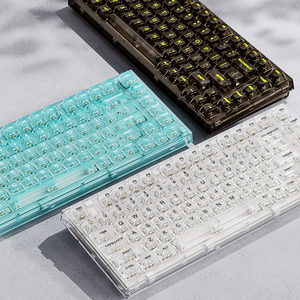 Teclado mecánico personalizado totalmente transparente XINMENG <span class=keywords><strong>X75</strong></span> con efectos de iluminación RGB, teclado con interruptores intercambiables en caliente RGB tri-modo - Product Image 5
