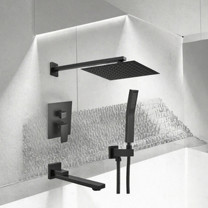 Juego de Ducha Negro de Doble Función, Grifo de Ducha de Latón para Baño, Montaje en Pared para Hotel - Product Image 3