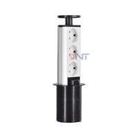 Prise de table escamotable intelligente moderne en alliage d'aluminium blanc, 3 prises, 3 ports de sortie EU, courant nominal 16A, IP44