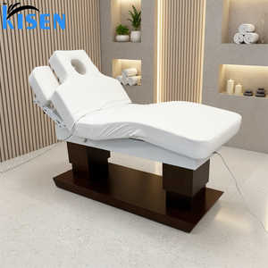 Kisen Luxury Salon 4 Motors Electric Beauty Bed With LED Lamp <b>Adjustable</b> <b>Leg</b> Back Lift Function Salon Massage <b>Table</b> Lash Tray - Product Image 1