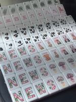 Mahjong américain en acrylique vert émeraude à 4 couches, avec des singes, des pandas, des animaux et des plantes tropicaux, pour les jeux de société et les jeux de fête