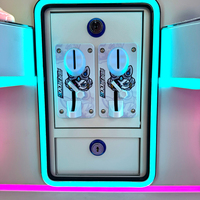 Mini Super Claw Crane, jeu d'arcade 4 joueurs, machine à pincettes à monnayeur, conviviale parent-enfant, avec cabinet métallique et verre trempé, version anglaise