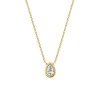 Collier pendentif en acier inoxydable pour femme, plaqué or 18 carats, avec zircon cubique, chaîne goutte, ne ternit pas, personnalisable OEM