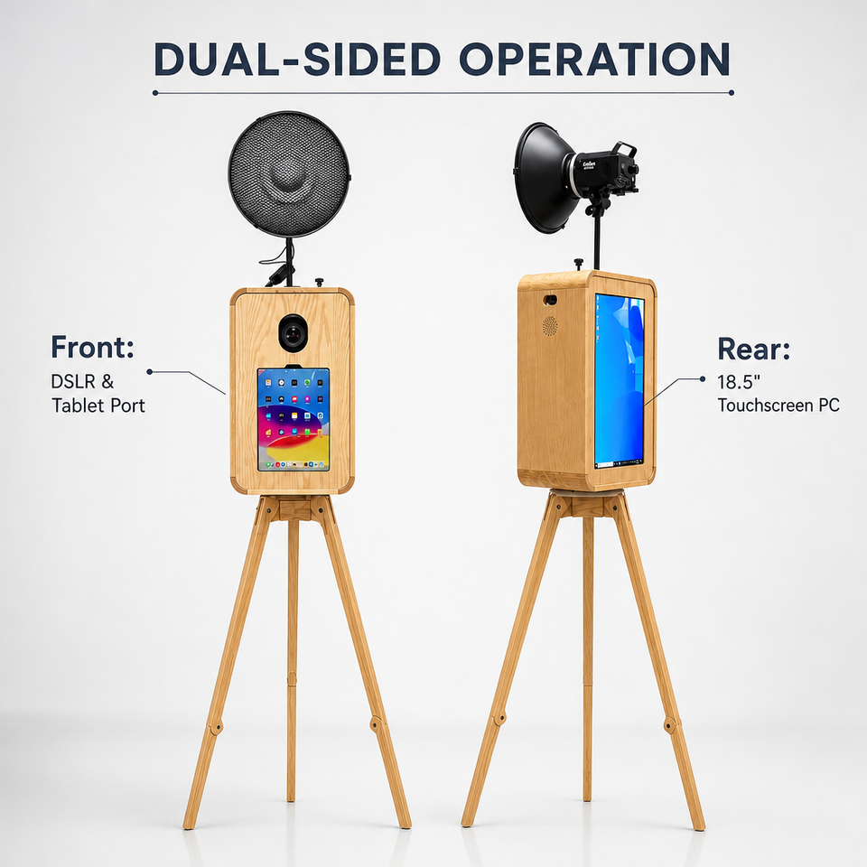 Modular Changing Booths Retro Dual-sided Wooden Photo Booth 18.5 Inch Touch for Wedding ...