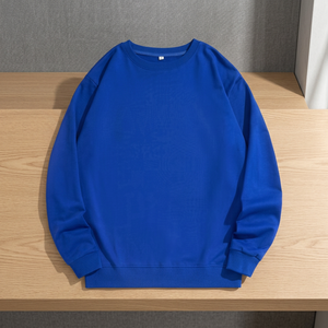 เสื้อสเวตเชิ้ตคอกลมผ้าฝ้ายสำหรับผู้ชาย ฤดูใบไม้ร่วง แบบถัก ย้อมสีพื้น ทรงหลวม โอเวอร์ไซส์ สวมใส่สบาย  รับสกรีนโลโก้ แขนยาว เสื้อผ้ากีฬา - Product Image 3