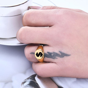 Bague en or 18 carats de style européen et américain, 12 mm, ronde, gravée au laser, forme géométrique, couronne, bijoux tendance pour femmes - Product Image 4