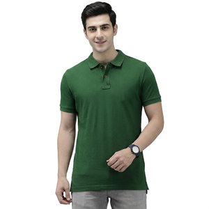 Camiseta Verde para Hombre, 100% Algodón, Antiarrugas, con Bolsillo, Logotipo Personalizado, Secado Rápido, Uniforme de Golf y Negocios - Product Image 1