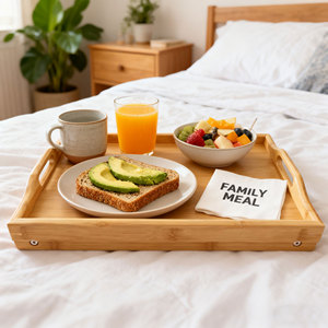 Gl Sang Trọng Thiết Kế Hiện Đại Tre Gỗ Ăn Sáng Phục Vụ Khay Có Thể Gập Lại Với Gấp Chân Cho Nhà Bếp & Phòng Khách Cho Phục Vụ Thực Phẩm - Product Image 5