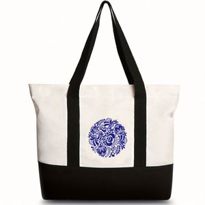 Sac de plage en toile personnalisé avec monogramme de dessin animé classique imprimé en sérigraphie pour femmes, cadeau personnalisé avec initiales pour l'été - Product Image 3
