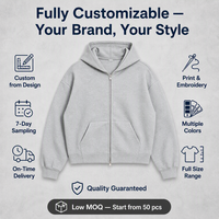 Cardigan décontracté en jersey polyester/coton, coupe ample, avec fermeture éclair, unisexe, personnalisable avec broderie ou impression – Fabrication OEM