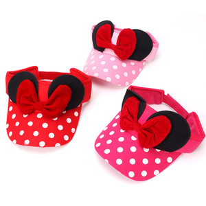Sombrero con orejas de ratón para bebés, niñas pequeñas, <span class=keywords><strong>visera</strong></span>, sombrero ajustable con lunares, <span class=keywords><strong>gorra</strong></span> de béisbol vacía con lazo para niños de 3 a 5 años - Product Image 3