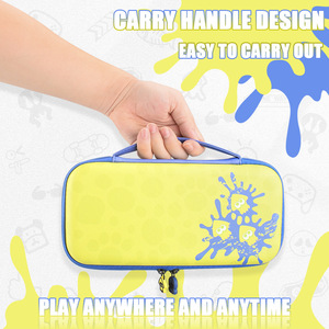 Nintendo <b>Switch</b> Carrying <b>Case</b> Hard Shell Protective <b>Case</b> For <b>Switch</b> OLED Console With Handle And Interior Pockets Blue Yellow - Product Image 4
