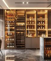 Customized Modern Contemporary Wood Panel Wine & Liquor Cabinets-Durable Eco-Friendly Drinks Storage