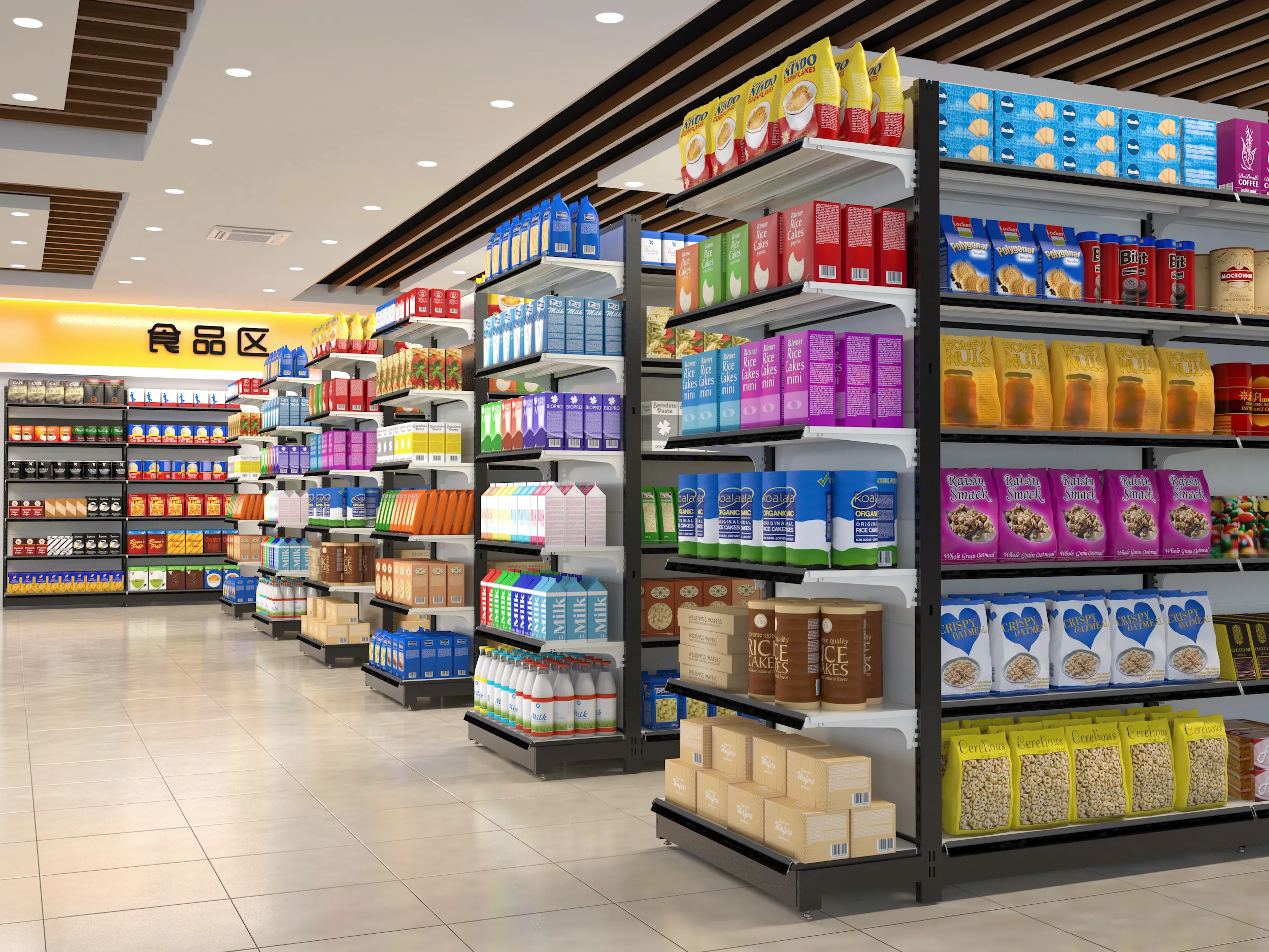 Supermercado/Zapatero Tienda de conveniencia Estante de exhibición Estantes grandes de una y dos caras 60/90/120KG