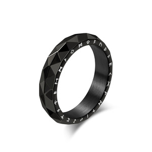 Nordischer Wikinger-Runen Facettierter Bandring für Männer 316L Edelstahl Mehrfach Geschliffener Vintage Statement Ehering Großhandel Schmuck - Product Image 6