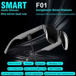 Gafas Inteligentes Inalámbricas F01 con Bluetooth, Resistentes al Agua, con Sonido Estéreo para Música y Llamadas, Empaque Personalizable - Product Image 2