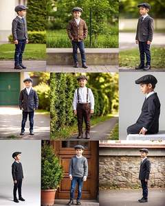 Casquette Gavroche en Tweed pour Enfants Garçons, Béret Plat Années 20 pour Petits Gentlemen, Chapeau Fedora Cabbie à Chevrons pour Garçonnet - Product Image 3
