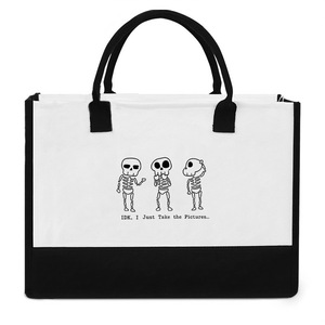 Sac <span class=keywords><strong>de</strong></span> plage en toile personnalisé grand format avec motif amusant « I Just Take the Pictures » – Cadeau monogrammé - Product Image 6