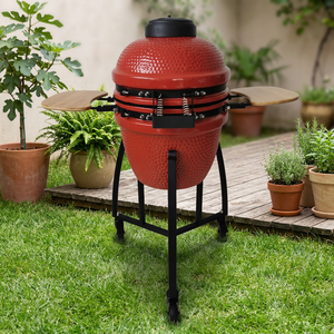 Parrilla de Carbón Cerámica Kamado de 22 Pulgadas, <span class=keywords><strong>Ahumador</strong></span> para Barbacoa con Estantes de Bambú, Compatible con Horno para Pizza - Product Image 1