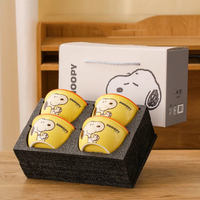 Ensemble de bols en céramique colorés Snoopys, boîte cadeau de 4 pièces, ensemble de vaisselle mignon de dessin animé pour la maison et les cadeaux