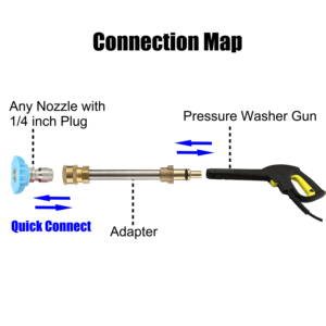 Adaptateur de pistolet de lavage haute pression en acier inoxydable et laiton, raccords rapides 1/4 pouce compatibles avec <span class=keywords><strong>Nilfisk</strong></span> Kew Lavor type ancien/<span class=keywords><strong>Alto</strong></span> - Product Image 3