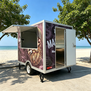 Remorque de restaurant carrée noire mate avec four à pizza et barbecue, cuisine mobile, camion de restauration mobile - Product Image 6
