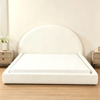 Lit king size moderne rond et complet, rembourré, en tissu compressé, idéal pour chambre principale - Vente chaude