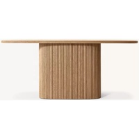 Table console en bois cannelé moderne haut de gamme RH, meuble d'entrée de luxe, table de couloir côtelée style California Casual, bureau d'appoint Japandi