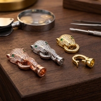 CZ8893 vente en gros de fermoirs à tête de léopard micro pavé CZ plaqué or 18 carats, connecteur de breloques de bracelet en zircone cubique