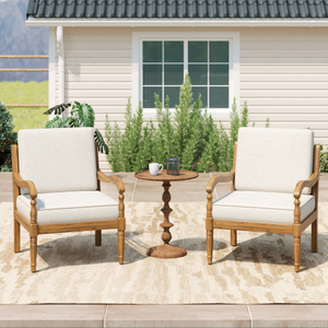 Acacia Luxe Outdoor Patio Chair with <b>Cushions</b> Wooden Club Chairs Natural Finish With Beige Fabric - Product Image 5