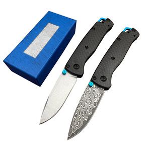 Cuchillo Plegable con Mango de Fibra de Carbono, Hoja de Damasco, Cuchillo Táctico de Supervivencia para Camping BM533 - Product Image 2
