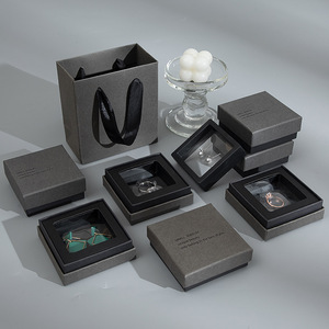 Bijoux <span class=keywords><strong>auto</strong></span>-dressants recyclables de luxe coffrets cadeaux emballage avec logo personnalisé papier éponge doublé boucles d'oreilles anneau collier bracelet étui - Product Image 1