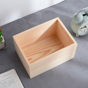 Boîte en bois de pin à dessus ouvert, organisateur de rangement de bureau rectangulaire, utilisation au bureau - Product Image 2