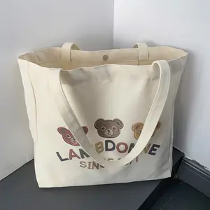 Promotional Travel Large Designer Cute Custom Logo Print Size Washable Durable Blank Tote Cotton Shopping Canvas Bag