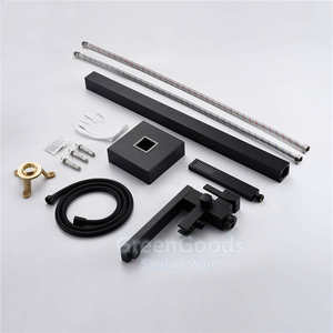 Ensemble de robinet de lavabo de salle de bain en acier inoxydable noir brossé <span class=keywords><strong>avec</strong></span> <span class=keywords><strong>douchette</strong></span> à main - Product Image 2