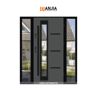 Porte d'entrée pivotante en aluminium à rupture de pont thermique certifiée AAMA avec deux panneaux latéraux, porte extérieure robuste en aluminium