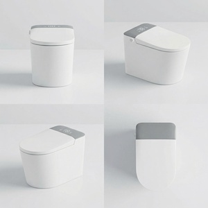 Inodoro Inteligente con Asiento Cerámico Calefactado, Taza Alargada, Descarga por Sifón, Sifón en Forma de S, Luz Nocturna, Sensor de Pie, Diseño Moderno - Product Image 4