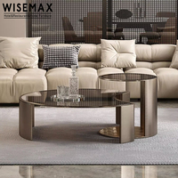 Meubles WISEMAX Meubles de maison de luxe Table basse en verre trempé Table basse moderne en demi-cercle pour bureau et hôtel