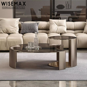 WISEMAX 가구 고급 홈 가구 강화 유리 커피 테이블 사무실 호텔 현대 반원 조합 커피 테이블 - Product Image 2