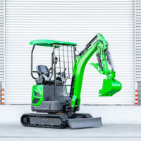 Mini-excavatrice sur chenilles 1,8 tonne vert lime, hydraulique, compacte pour l'agriculture, à vendre