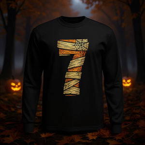 T-shirt à manches longues pour Halloween avec motif numéro 7 pour les fêtes costumées - Product Image 3