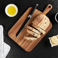 Planche à découper en bois d'acacia avec poignée, ustensile de cuisine écologique, taille personnalisée, logo, faible MOQ 50 pièces, fournisseur d'usine pour blocs de découpe