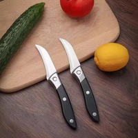 RVS gebogen schilmesje 3,5 inch, zwarte kunststof geplaatste haakpunt, ambidextrous, vaatwasserbestendig, milieuvriendelijk, keuken, fruit
