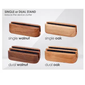 Dubbele Laptop Verticale Standaard, Natuurlijk Hout, Verstelbaar Dock, Voor Apparaten Tot 2 Cm Dik, Compatibel Met Alle Macbook