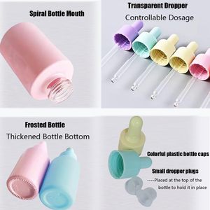 Flacon compte-gouttes en verre vide et coloré de 30 ml pour sérum, huile essentielle et crème pour le visage avec bouchon en aluminium/plastique - Product Image 3