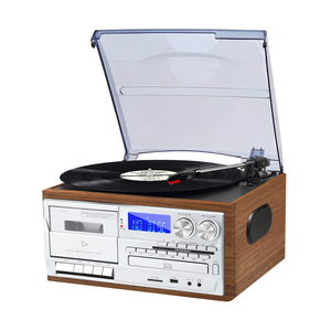 Tourne-disque multifonctionnel avec radio AM/FM, lecteur <span class=keywords><strong>CD</strong></span>, lecteur de cassette, lecteur BT, haut-parleurs intégrés, phonographe <span class=keywords><strong>vinyle</strong></span> - Product Image 2