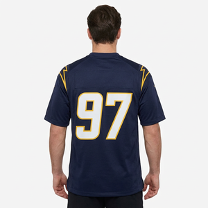 Camiseta de Fútbol Americano para Hombre, Cuello en V, Manga Corta, Número 97, Azul Marino, Malla Transpirable, Ajuste Atlético, Uniforme de Equipo - Product Image 4