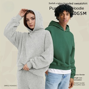 เสื้อฮู้ดดี้ผู้ชาย รุ่นใหม่ ฤดูใบไม้ร่วง/ฤดูหนาว 2025 ทรงบ็อกซี่ แขนสั้น ผ้าฟลีซหนา 350 กรัม - Product Image 2