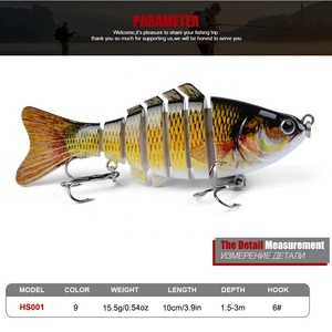 Leurre de pêche multi-sections, appât dur artificiel pour carpe, 10 cm, 15,5 g, multi-articulé en plastique pour basse - Product Image 4